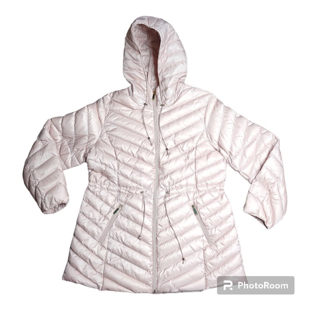 Women's Gallery Hooded Quilted Jacket Soft Pink Color Size XXL Long sleeves